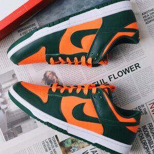 New Nike Dunk Green and Orange Women's Sports Shoes